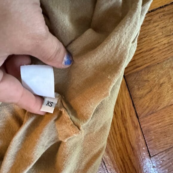 we the free raw edge oversized tee shirt beige xs pocket taupe distressed - Picture 7 of 9